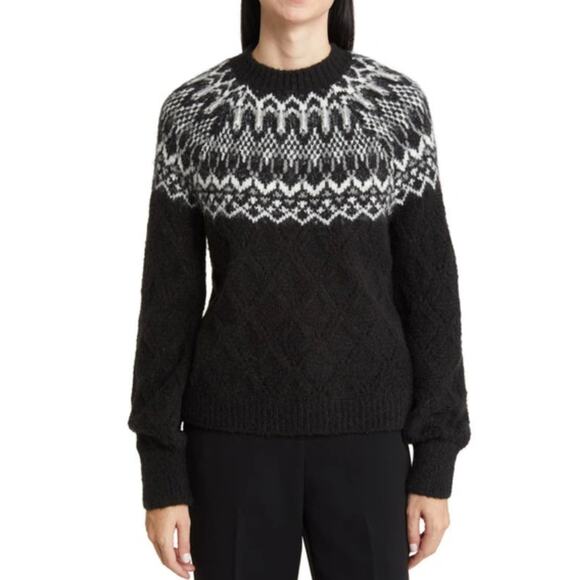 NWOT Wit & Wisdom Fair Isle Pointelle Sweater in Black and White size Large. - Picture 1 of 7